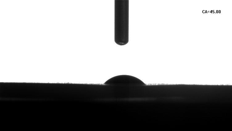 硅橡胶经过等离子处理后，水滴接触角45°-普乐斯
